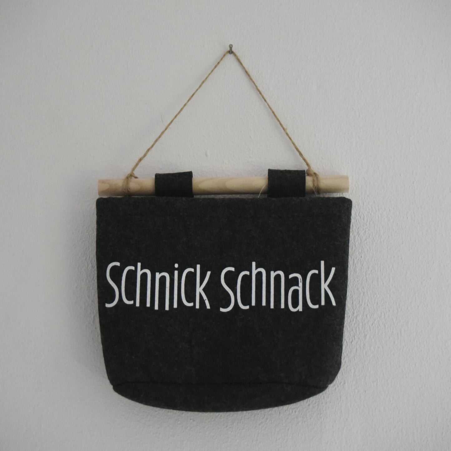 Aufbewahrungstasche " Schnick Schnack " zum Aufhängen / Filzoptik / anthrazit