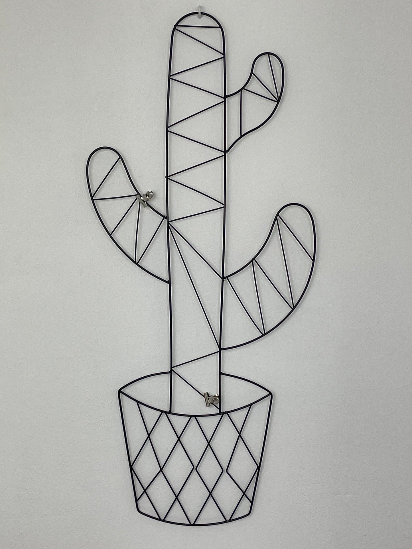 Wandgitter schwarz / Memoboard Kaktus / Metall / Drahtgestell / Fotowand / Organizer