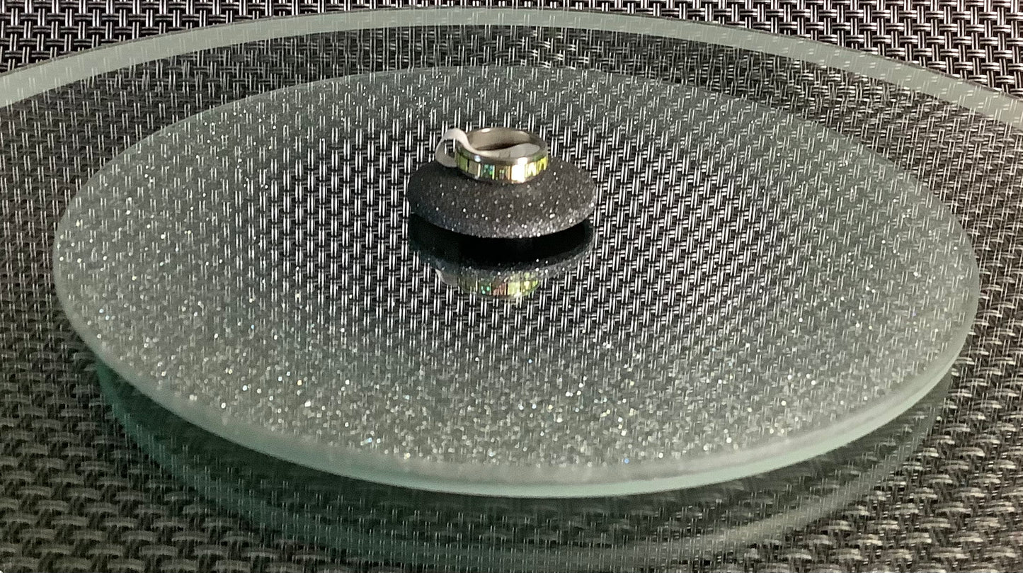 Ring / Edelstahl / goldige Inlays /Größe 17
