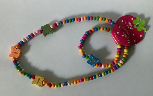 Kinder Fashion / Holzkette - Armband -SET Holz,bunt
